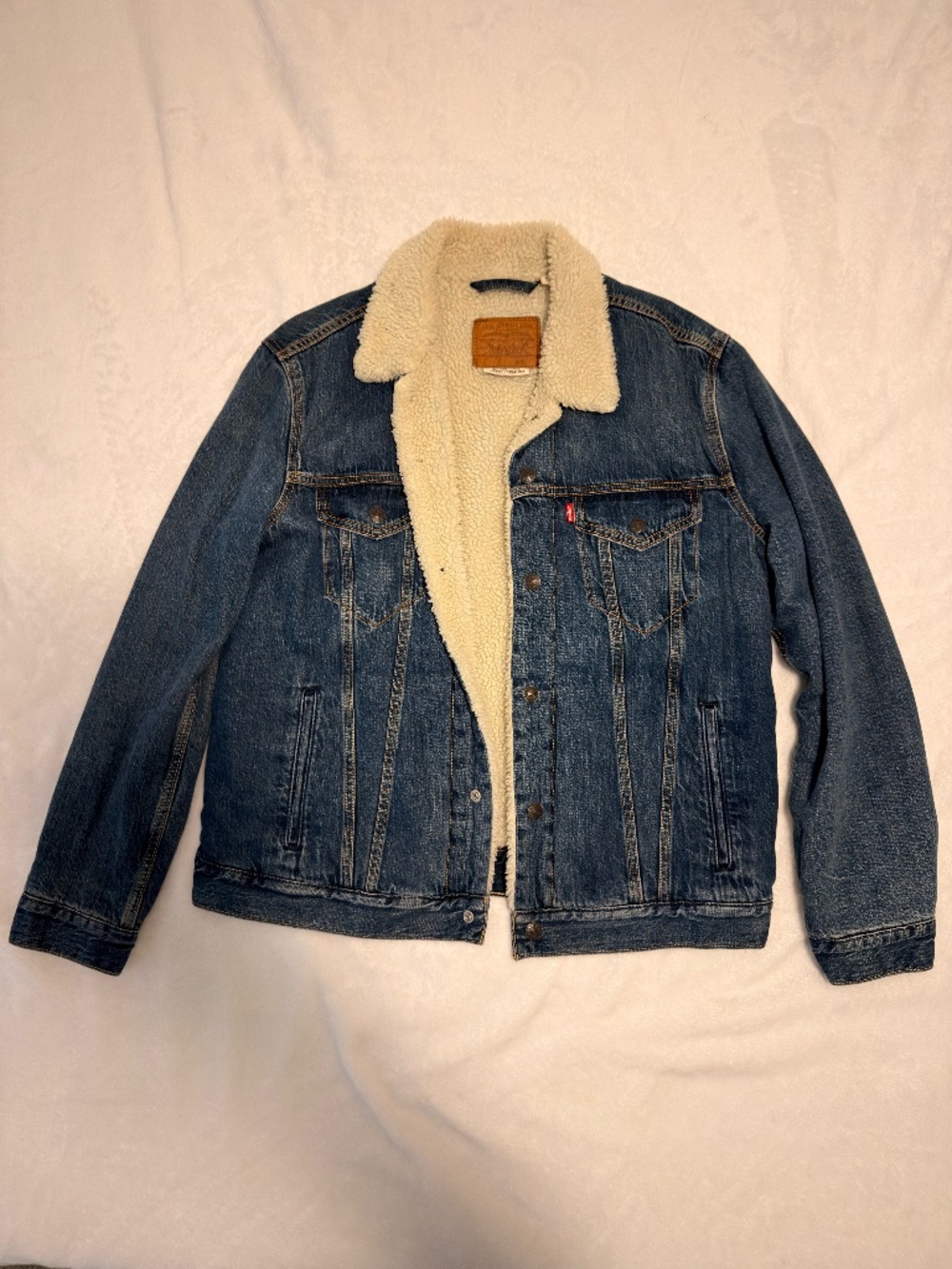 Levi’s Premium Type III Sherpa Trucker Denim Jacket Blue Men’s Size L
